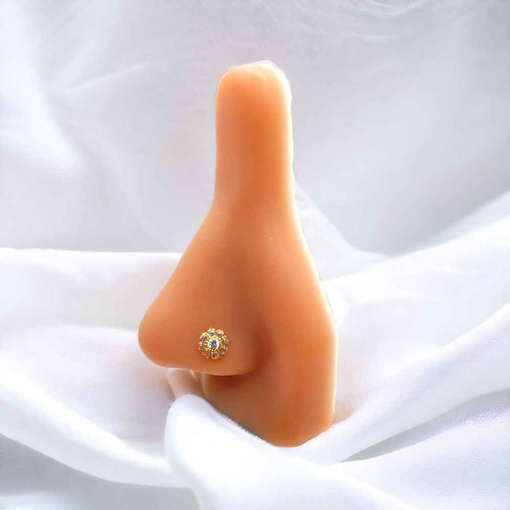 9ct Gold 9 Stone Flower Nose Stud