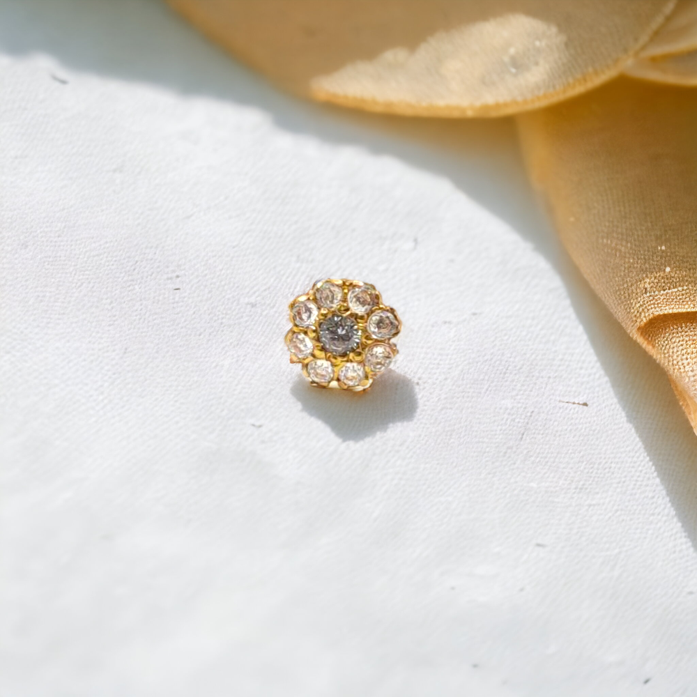 9ct Gold 9 Stone Flower Nose Stud